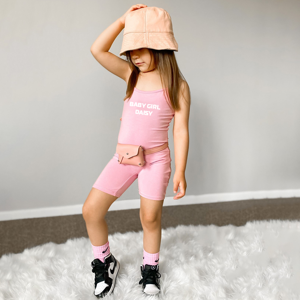 Personalized Girl Suspender Letter Print Jumpsuit| Cloth221