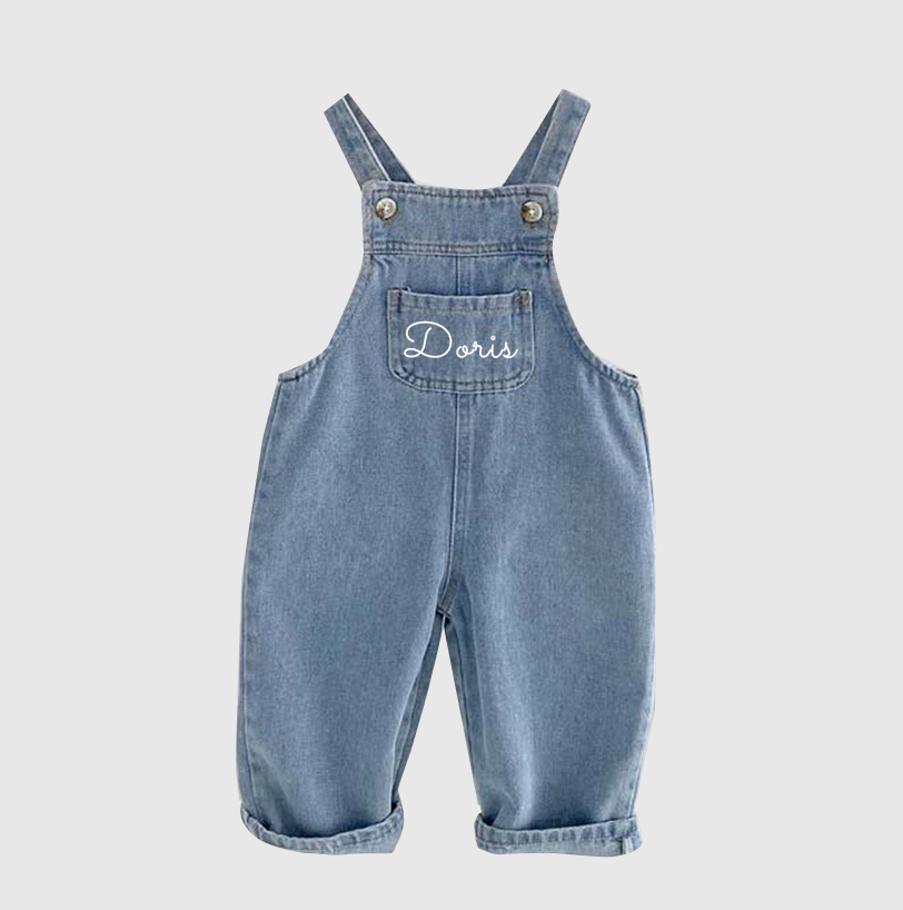 Personalized Kids Oversized Denim Overalls| Pants11