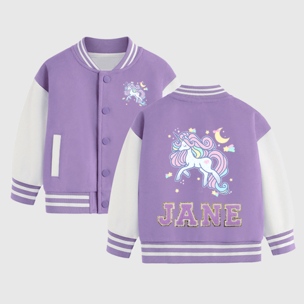 Personalized Unicorn Kids Baseball Jacket| Cloth198