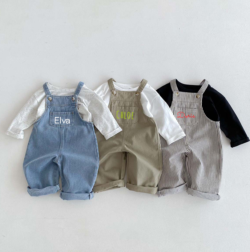 Personalized Kids Oversized Denim Overalls| Pants11