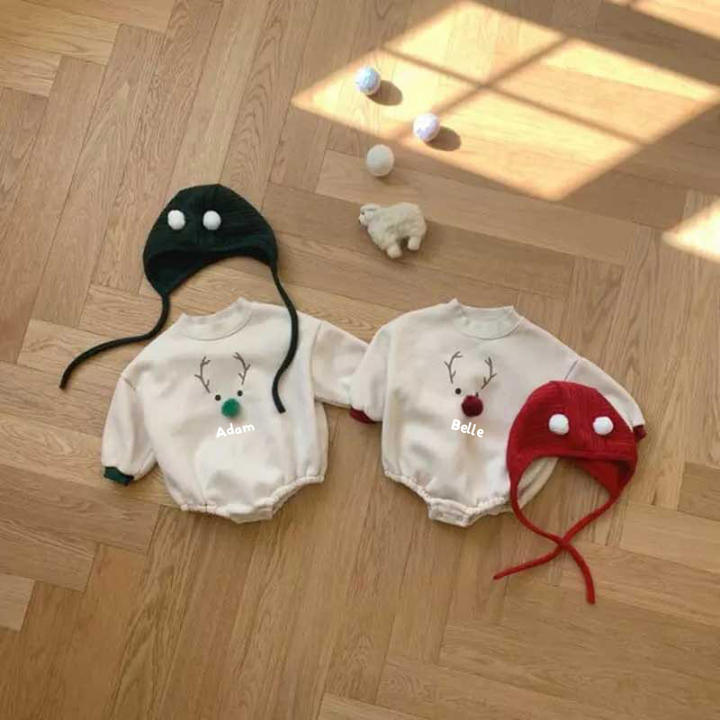 Personalized Baby Christmas Romper with Hat| BBCloth78