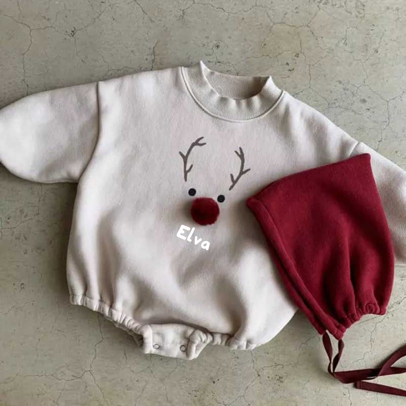 Personalized Baby Christmas Romper with Hat| BBCloth78