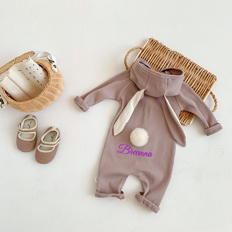 Personalized Kids Embroidered Bunny Long Eared Romper Jumpsuit| BBcloth80