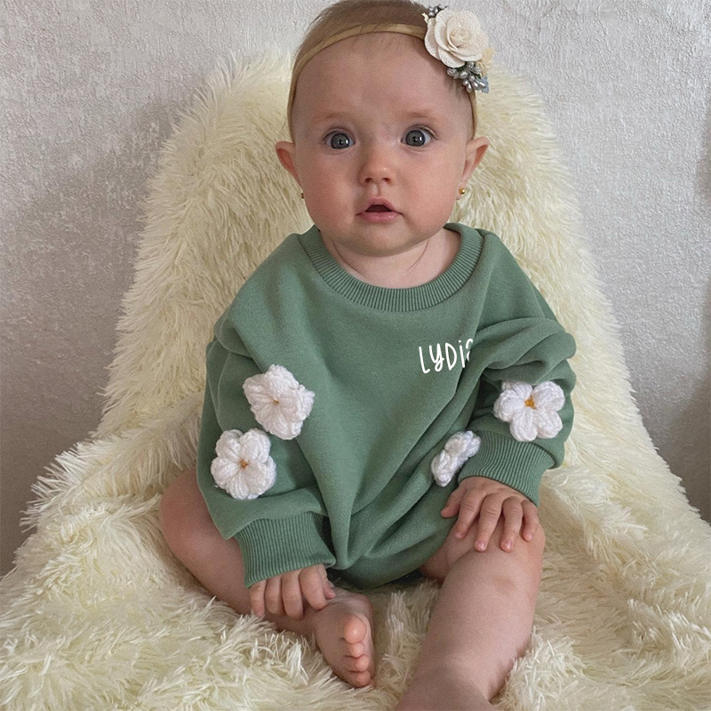 Personalized Baby Multicolor Long Sleeve Romper| BBCloth64