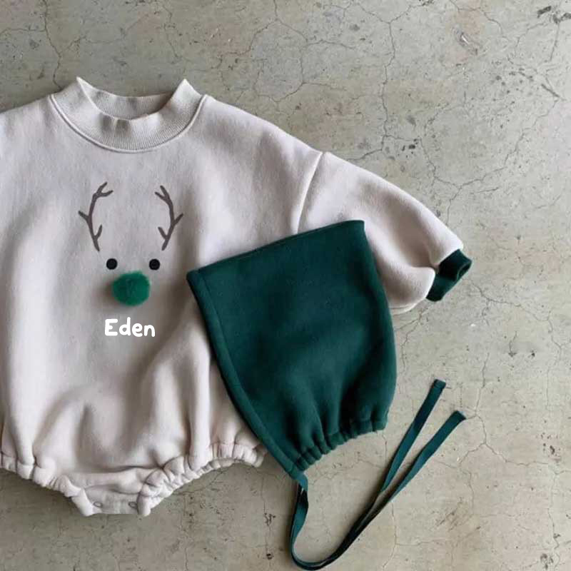 Personalized Baby Christmas Romper with Hat| BBCloth78