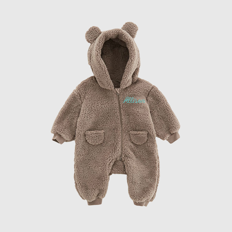   Personalized Baby Warm Winter Fleece  Embroidered Jumpsuits| BBCloth75