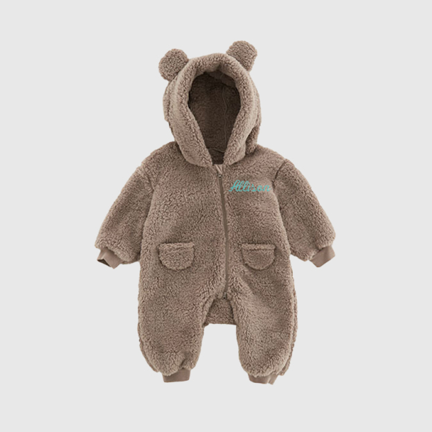   Personalized Baby Warm Winter Fleece  Embroidered Jumpsuits| BBCloth75