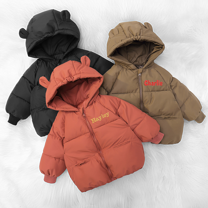 Personalized Kids Winter Thicken Warm Embroidered Hooded Jacket| Cloth203
