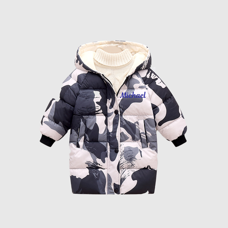 Personalized Kids Winter Thicken Warm Embroidered Long Jackets| Cloth199