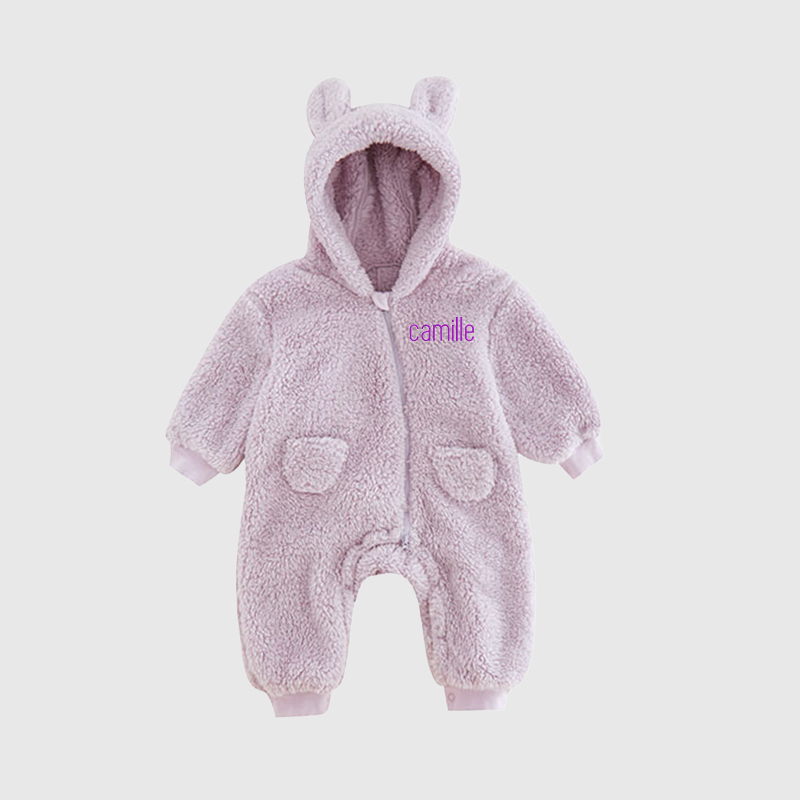   Personalized Baby Warm Winter Fleece  Embroidered Jumpsuits| BBCloth75