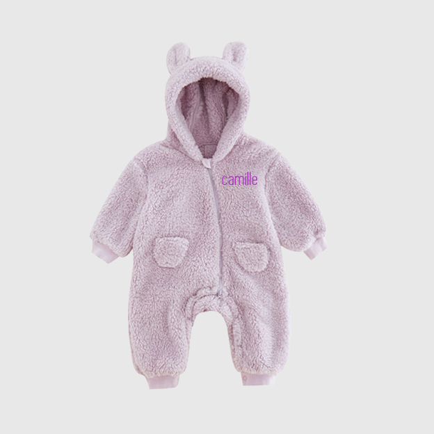   Personalized Baby Warm Winter Fleece  Embroidered Jumpsuits| BBCloth75