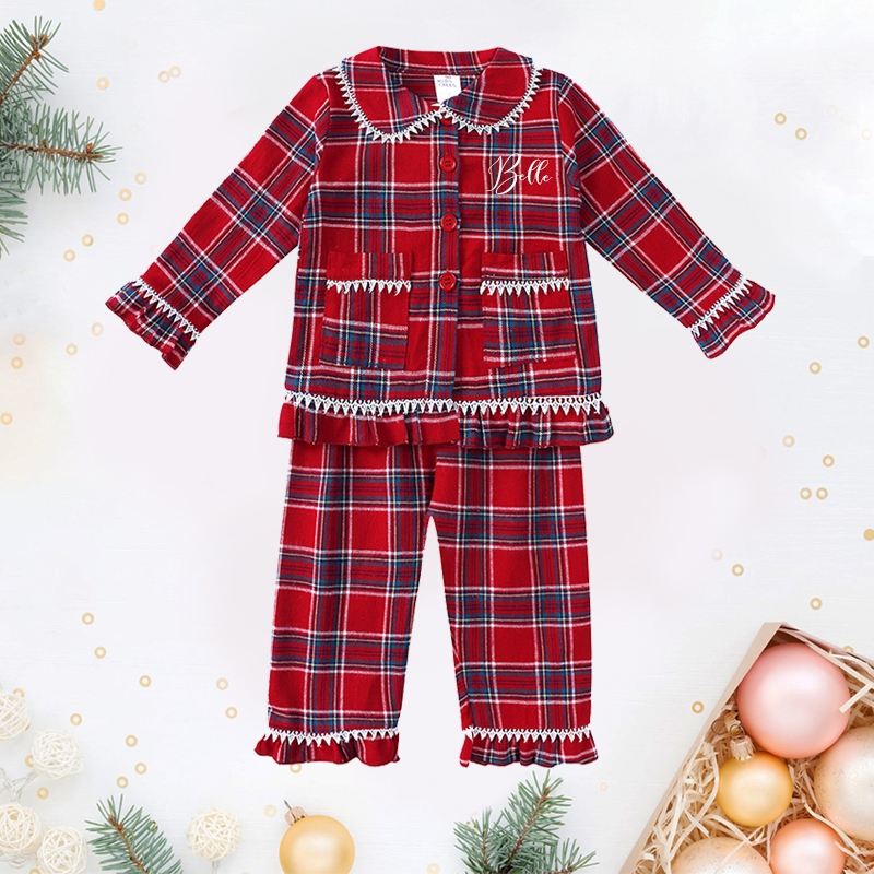 Personalized Kids Embroidered Name Christmas Pajamas| Cloth206