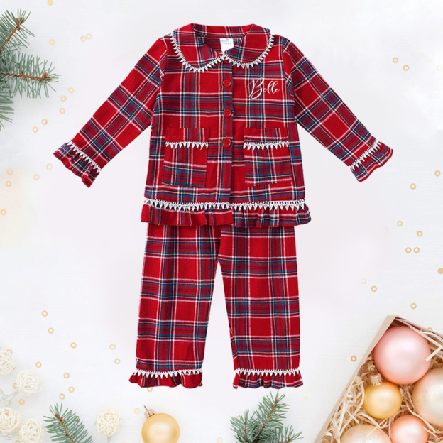 Personalized Kids Embroidered Name Christmas Pajamas| Cloth206