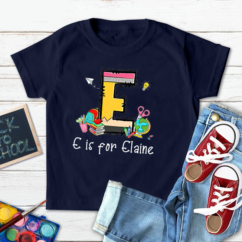 Personalized Kids Back To School Alphabet  Name T-Shirt| Cloth1408