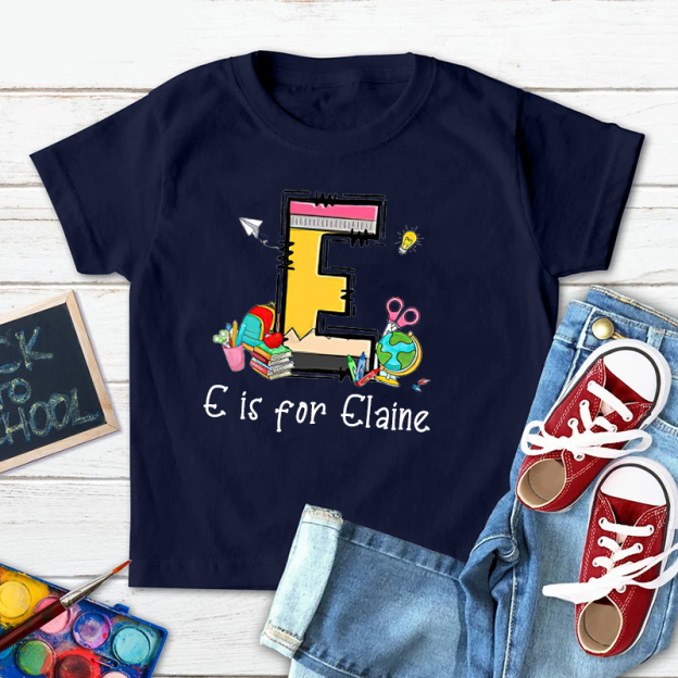 Personalized Kids Back To School Alphabet  Name T-Shirt| Cloth1408