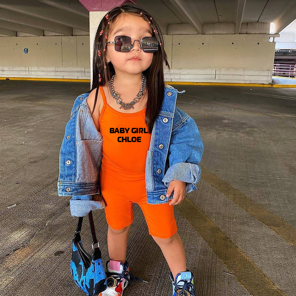 Personalized Girl Suspender Letter Print Jumpsuit| Cloth221