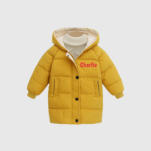 Personalized Kids Winter Thicken Warm Embroidered Long Jackets| Cloth199