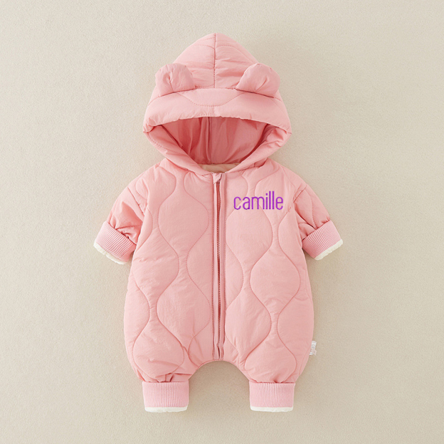 Personalized Baby Winter Embroidered Hooded Jumpsuit Coat| BBCloth72