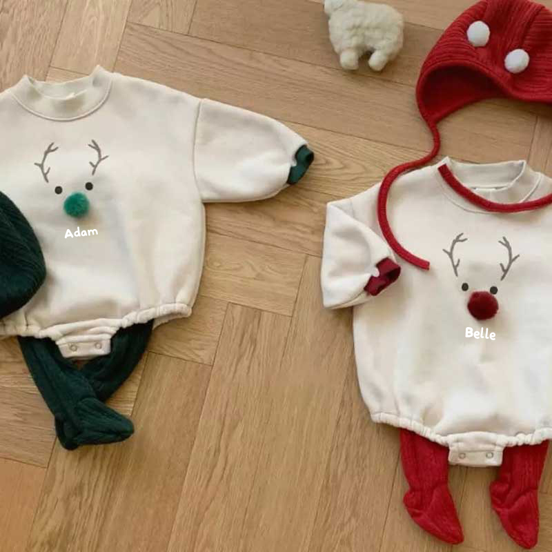 Personalized Baby Christmas Romper with Hat| BBCloth78