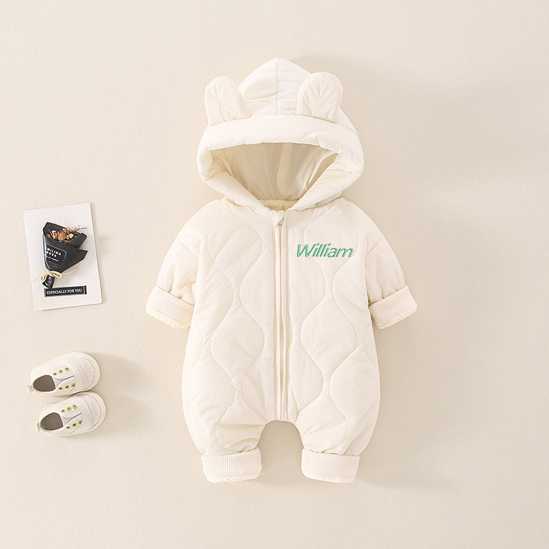 Personalized Baby Winter Embroidered Hooded Jumpsuit Coat| BBCloth72