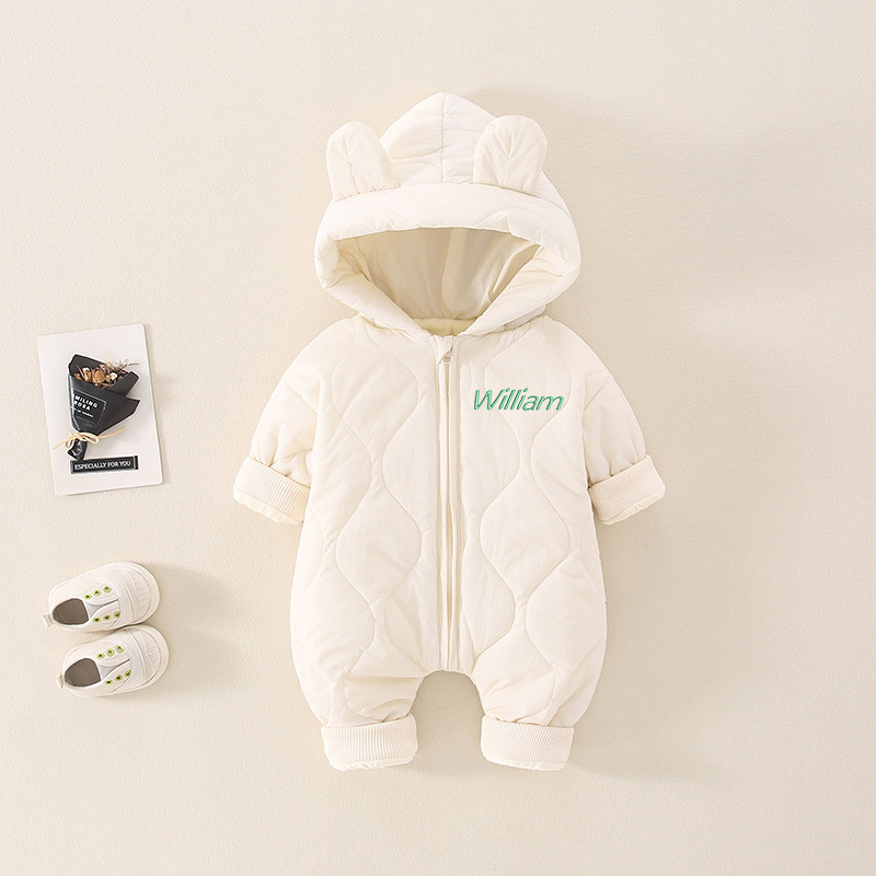 Personalized Baby Winter Embroidered Hooded Jumpsuit Coat| BBCloth72