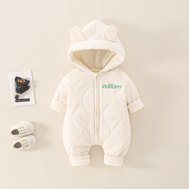 Personalized Baby Winter Embroidered Hooded Jumpsuit Coat| BBCloth72