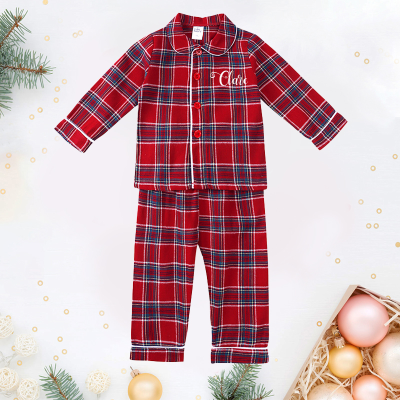 Personalized Kids Embroidered Name Christmas Pajamas| Cloth206