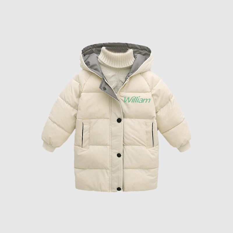 Personalized Kids Winter Thicken Warm Embroidered Long Jackets| Cloth1