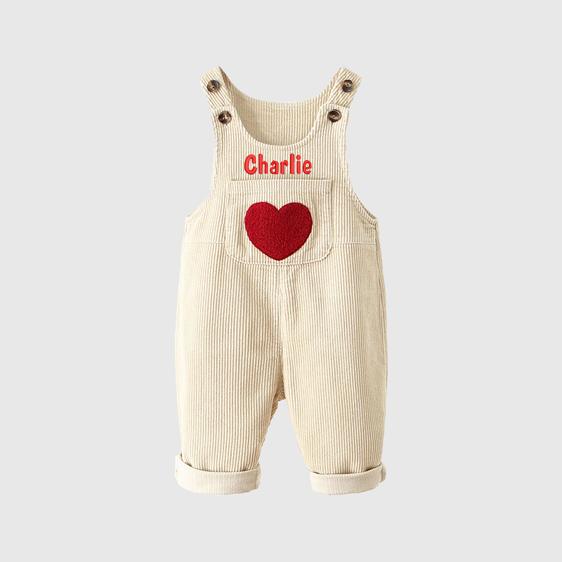 Personalized Kids Corduroy Embroidered Overalls| Pants02
