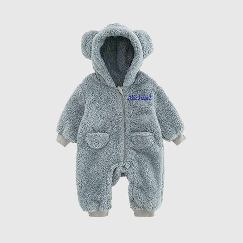  Personalized Baby Warm Winter Fleece  Embroidered Jumpsuits| BBCloth75