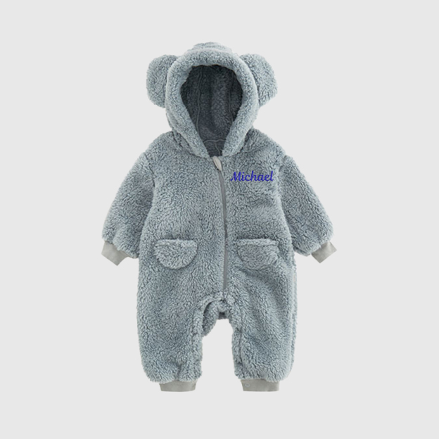   Personalized Baby Warm Winter Fleece  Embroidered Jumpsuits| BBCloth75