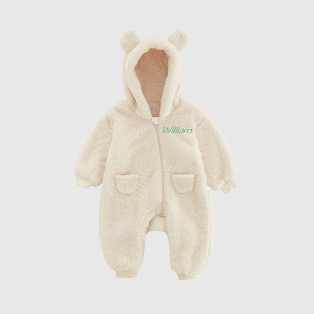   Personalized Baby Warm Winter Fleece  Embroidered Jumpsuits| BBCloth75