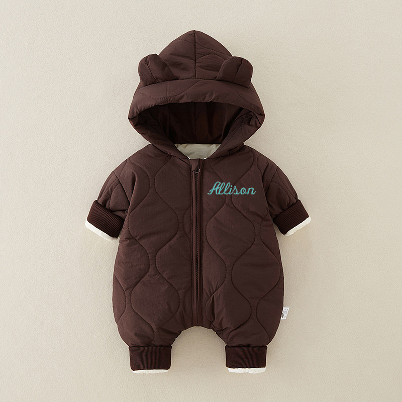 Personalized Baby Winter Embroidered Hooded Jumpsuit Coat| BBCloth72
