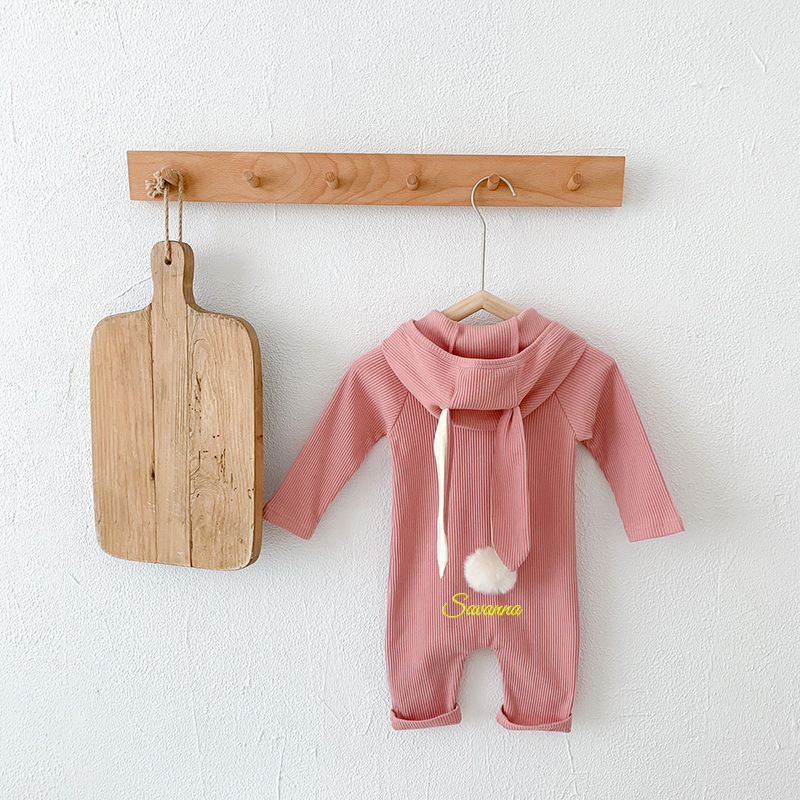 Personalized Kids Embroidered Bunny Long Eared Romper Jumpsuit| BBcloth80