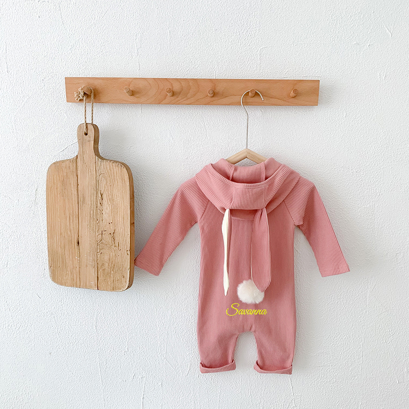 Personalized Kids Embroidered Bunny Long Eared Romper Jumpsuit| BBcloth80