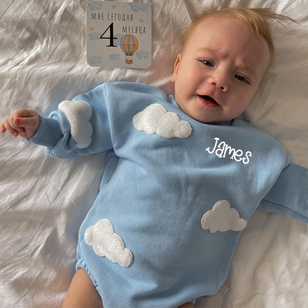 Personalized Baby Multicolor Long Sleeve Romper| BBCloth64