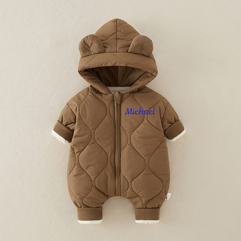 Personalized Baby Winter Embroidered Hooded Jumpsuit Coat| BBCloth72