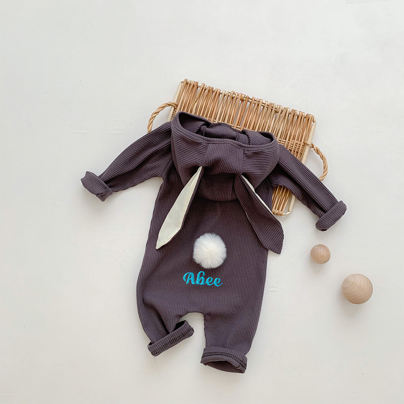 Personalized Kids Embroidered Bunny Long Eared Romper Jumpsuit| BBcloth80