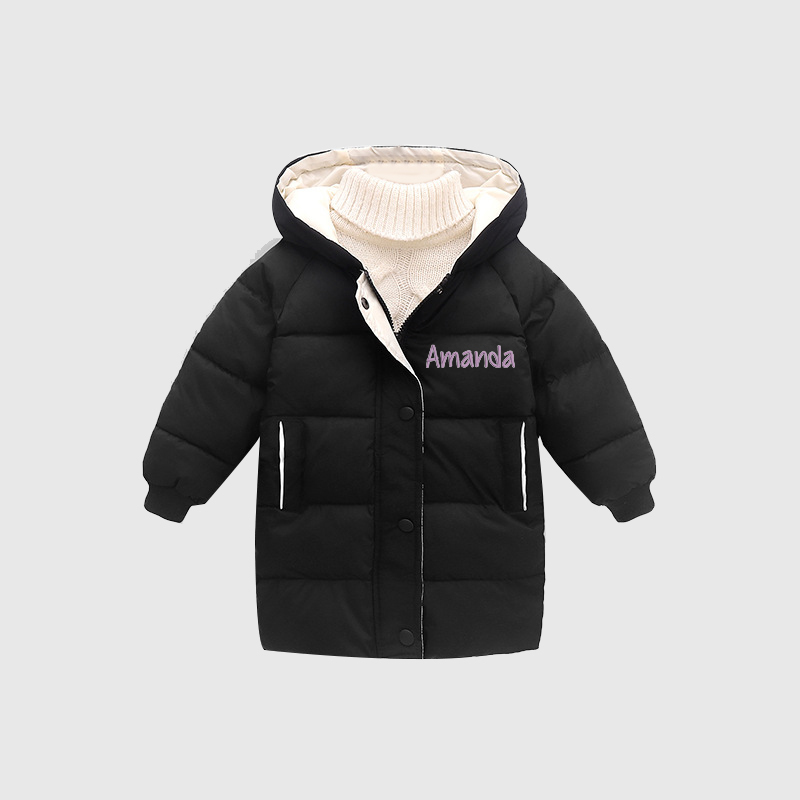 Personalized Kids Winter Thicken Warm Embroidered Long Jackets| Cloth199