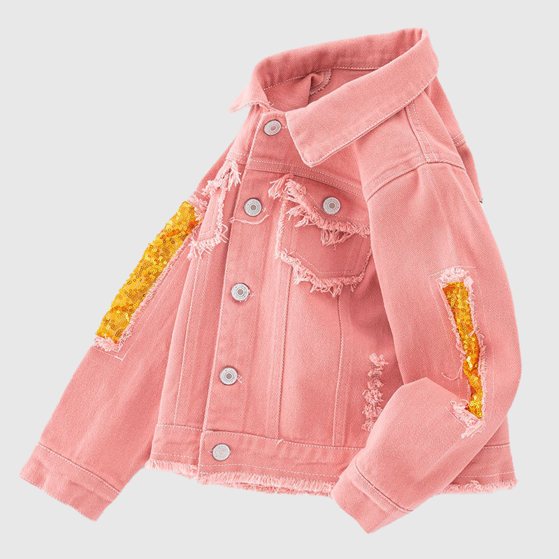 Personalized Girl Patch Rainbow Pink Denim Jacket| Cloth228