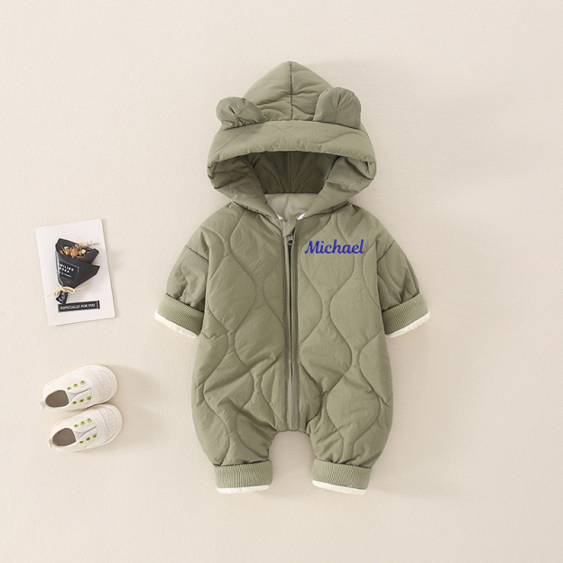 Personalized Baby Winter Embroidered Hooded Jumpsuit Coat| BBCloth72
