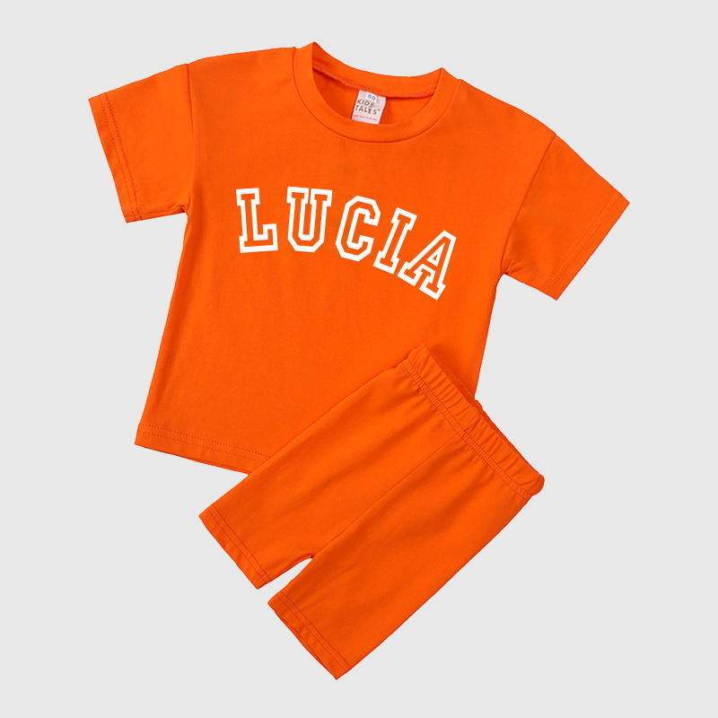 Personalized Kids Puff Vinyl Toddler Shorts Set| Cloth156