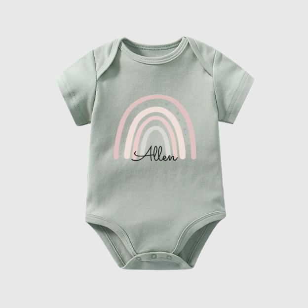 Personalized Baby Girl Rainbow Cozy Onesie| BBCloth27