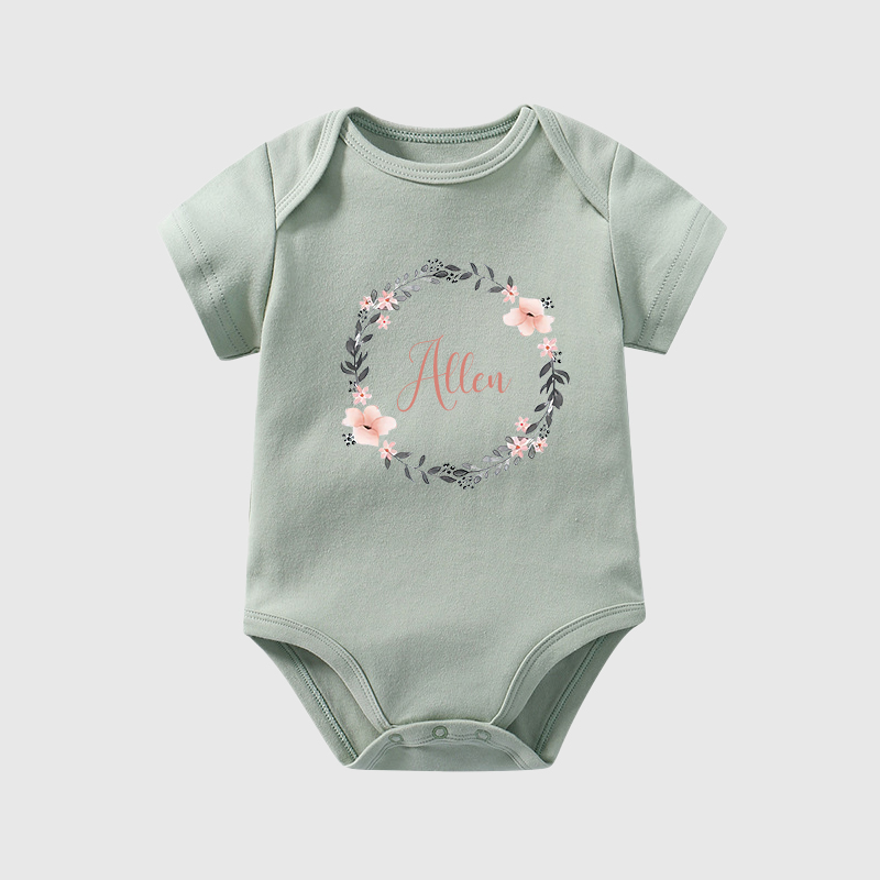 Personalized Baby Girl Floral Cozy Onesie| BBCloth28