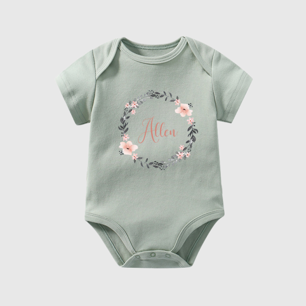 Personalized Baby Girl Floral Cozy Onesie| BBCloth28