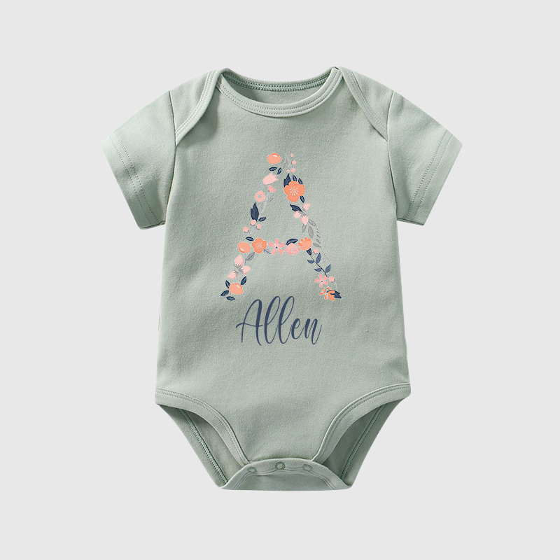 Personalized Baby Girl Floral Cozy Onesie| BBCloth45