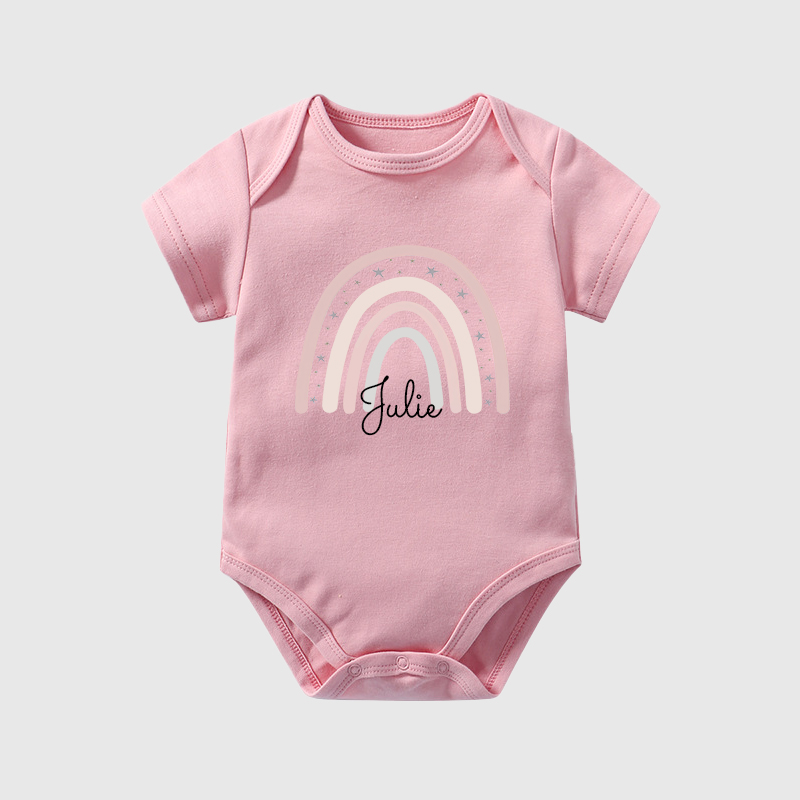 Personalized Baby Girl Rainbow Cozy Onesie| BBCloth27