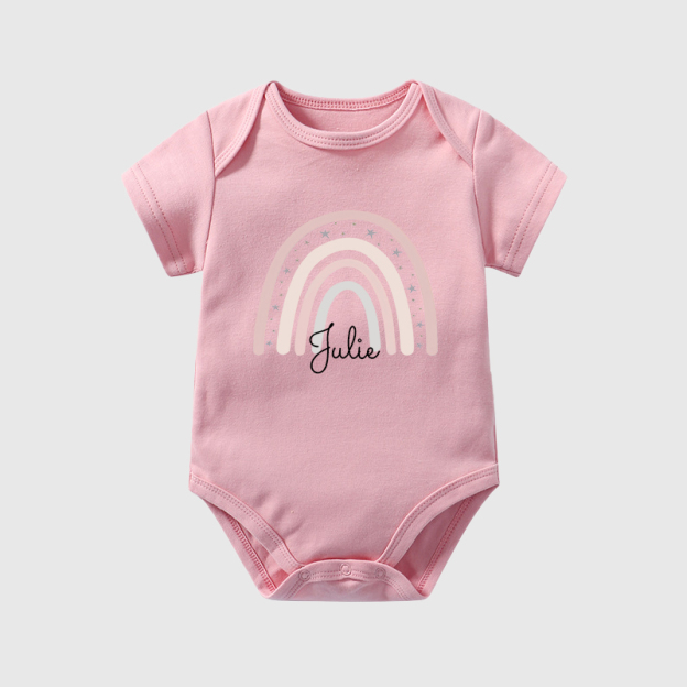 Personalized Baby Girl Rainbow Cozy Onesie| BBCloth27