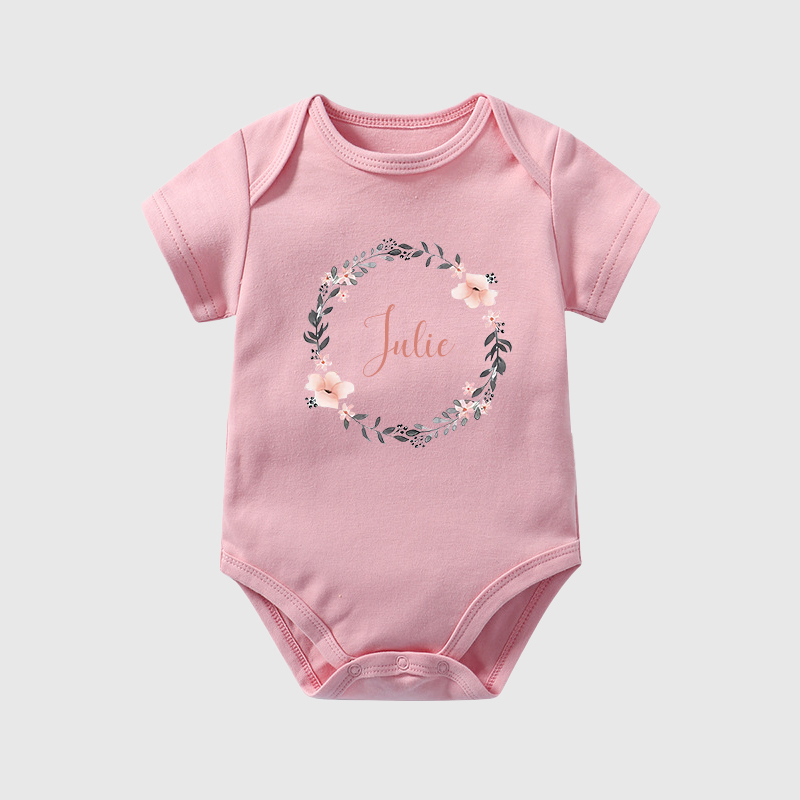 Personalized Baby Girl Floral Cozy Onesie| BBCloth28