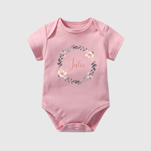 Personalized Baby Girl Floral Cozy Onesie| BBCloth28